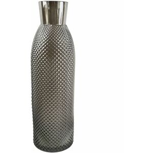 Leaf - 50cm Smoke Grey Diamond Tall Glass Vase Leaf - 50cm Smoke Grey Diamond Tall Glass Vase