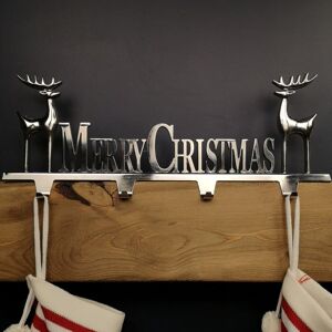 Samuel Alexander - 50cm x 18cm Silver Premier Decorative Merry Christmas Stocking Hanger, Hangs 4 Stockings Samuel Alexander - 50cm x 18cm Silver Premier Decorative Merry Christmas Stocking Hanger, Hangs 4 Stockings