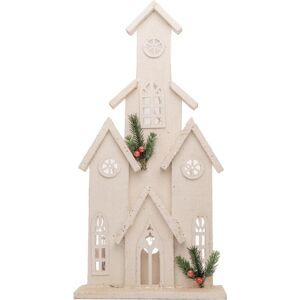 Shatchi - 51cm Battery Powered Warm White LEDs Wooden Tower House Snow Covered Cottage Village Indoor Christmas Decorations, Wood Shatchi - 51cm Battery Powered Warm White LEDs Wooden Tower House Snow Covered Cottage Village Indoor Christmas Decorations, Wood