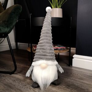 SAMUEL ALEXANDER 51cm Large Sitting Plush Christmas Gonk with Grooved Hat in Grey SAMUEL ALEXANDER 51cm Large Sitting Plush Christmas Gonk with Grooved Hat in Grey