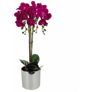 Leaf 52cm Artificial Orchid Large - Dark Pink / Silver Leaf 52cm Artificial Orchid Large - Dark Pink / Silver