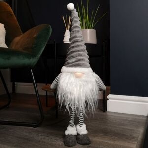 Samuel Alexander - 53cm Standing Plush Christmas Gonk with Grooved Hat in Grey Samuel Alexander - 53cm Standing Plush Christmas Gonk with Grooved Hat in Grey