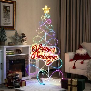 Costway - 5.6 ft Colorful Metal Christmas Tree Pre-lit Xmas Decoration w/ 6 Lighting Modes Costway - 5.6 ft Colorful Metal Christmas Tree Pre-lit Xmas Decoration w/ 6 Lighting Modes
