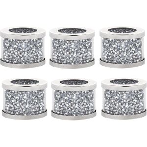 TLILY 6 Pack Crystal Glass Napkin Holders Silver Diamond Napkin Rings, Crushed Table Settings Bling Buckles TLILY 6 Pack Crystal Glass Napkin Holders Silver Diamond Napkin Rings, Crushed Table Settings Bling Buckles