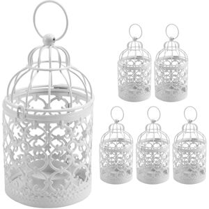 TLILY 6 Pcs Candle Tea Light Holders Metal Hanging Hollow Birdcage Lantern TLILY 6 Pcs Candle Tea Light Holders Metal Hanging Hollow Birdcage Lantern