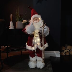 SAMUEL ALEXANDER 60cm Battery Operated Red Standing Light up Santa Claus with Brown Woven Sack SAMUEL ALEXANDER 60cm Battery Operated Red Standing Light up Santa Claus with Brown Woven Sack