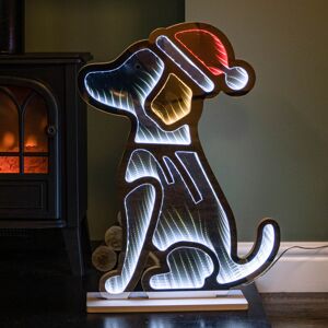 SAMUEL ALEXANDER 60cm Light up Sitting Dog in Santa Hat Infinity Christmas Decoration with LEDs SAMUEL ALEXANDER 60cm Light up Sitting Dog in Santa Hat Infinity Christmas Decoration with LEDs