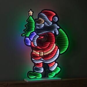 SAMUEL ALEXANDER 60cm Light up Standing Santa with Tree Christmas Infinity Light with Multi-Coloured LEDs SAMUEL ALEXANDER 60cm Light up Standing Santa with Tree Christmas Infinity Light with Multi-Coloured LEDs