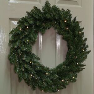 SAMUEL ALEXANDER 60cm Plain Green Christmas Wreath with 50 Warm White LEDs and 160 Bullet Tips SAMUEL ALEXANDER 60cm Plain Green Christmas Wreath with 50 Warm White LEDs and 160 Bullet Tips