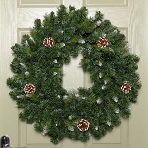 Samuel Alexander - 60cm Snow King Fir Hanging Christmas Wreath with Pinecones and 200 Tips in Green Samuel Alexander - 60cm Snow King Fir Hanging Christmas Wreath with Pinecones and 200 Tips in Green