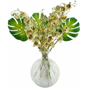 Leaf - 65cm Tropical Orchid Display with Glass Ball Vase Leaf - 65cm Tropical Orchid Display with Glass Ball Vase