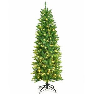 COSTWAY 6FT Pre-Lit Artificial Christmas Tree Hinged Pencil XmasTree w/ 250 Warm Lights COSTWAY 6FT Pre-Lit Artificial Christmas Tree Hinged Pencil XmasTree w/ 250 Warm Lights