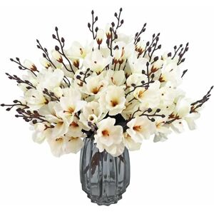 HOOPZI 6PCS Artificial Silk Magnolia Flower Bouquet for Home Wedding Decoration Home Party Garden Office Decor (White) HOOPZI 6PCS Artificial Silk Magnolia Flower Bouquet for Home Wedding Decoration Home Party Garden Office Decor (White)