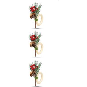Tlily - 6PCS Christmas Napkin Rings Wood Handmade Holly Berry Holder Tlily - 6PCS Christmas Napkin Rings Wood Handmade Holly Berry Holder