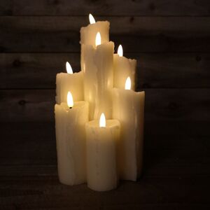 SAMUEL ALEXANDER 7 Flame Battery Operated Melted Edge Christmas Wax Candle with Timer SAMUEL ALEXANDER 7 Flame Battery Operated Melted Edge Christmas Wax Candle with Timer