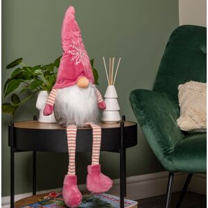 SAMUEL ALEXANDER 71cm Pink and Grey Sitting Christmas Gonk Decoration with Dangly Legs and Snowflake Hat SAMUEL ALEXANDER 71cm Pink and Grey Sitting Christmas Gonk Decoration with Dangly Legs and Snowflake Hat
