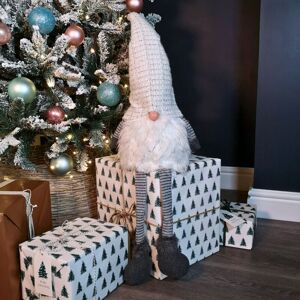 SAMUEL ALEXANDER 79cm Battery Operated Christmas Gonk with Dangly Legs Decoration in Light Grey SAMUEL ALEXANDER 79cm Battery Operated Christmas Gonk with Dangly Legs Decoration in Light Grey