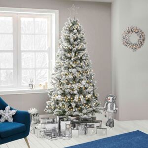 NEO DIRECT 7ft Neo Scandinavian Tips Spruce Fir Artificial Christmas Tree Xmas Realistic Branches Green Natural Branches with Solid Metal Legs (Snow Flocked) NEO DIRECT 7ft Neo Scandinavian Tips Spruce Fir Artificial Christmas Tree Xmas Realistic Branches Green Natural Branches with Solid Metal Legs (Snow Flocked)