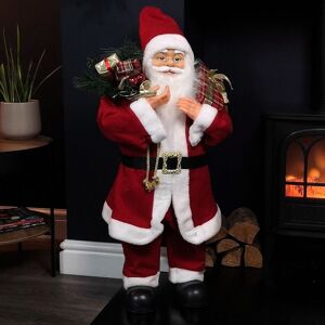 SAMUEL ALEXANDER 80cm Red Standing Santa Claus Indoor Decoration with Present and Green Sack SAMUEL ALEXANDER 80cm Red Standing Santa Claus Indoor Decoration with Present and Green Sack