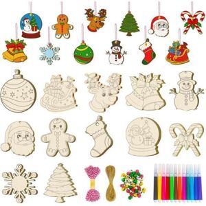 88pcs Wooden Christmas Tree Ornaments, DIY Wooden Christmas Decorations Hanging Wooden Ornaments 88pcs Wooden Christmas Tree Ornaments, DIY Wooden Christmas Decorations Hanging Wooden Ornaments