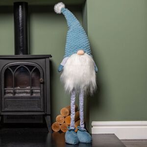 SAMUEL ALEXANDER 89cm Blue Standing Christmas Gonk Decoration with Extendable Legs and Knitted Hat SAMUEL ALEXANDER 89cm Blue Standing Christmas Gonk Decoration with Extendable Legs and Knitted Hat