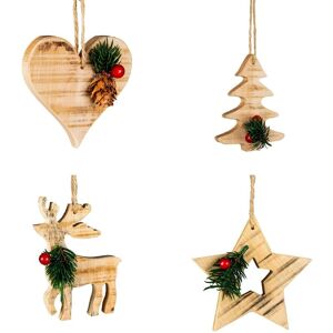 SHATCHI 8Pcs Wooden Craft Assorted Shapes - Heart,Tree,Star,Reindeer - Christmas Tree Hanging Decorations SHATCHI 8Pcs Wooden Craft Assorted Shapes - Heart,Tree,Star,Reindeer - Christmas Tree Hanging Decorations