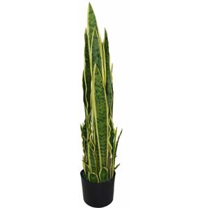 Leaf 90cm (3ft) Artificial Sansevieria Yellow Green Indoor Plant - Large Leaf 90cm (3ft) Artificial Sansevieria Yellow Green Indoor Plant - Large
