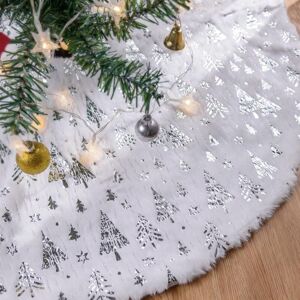 CYSLMUK 120cm Christmas Tree Skirt, Christmas Tree Cushion, Christmas Tree Cover, Christmas Tree Base Cover (Silver) CYSLMUK 120cm Christmas Tree Skirt, Christmas Tree Cushion, Christmas Tree Cover, Christmas Tree Base Cover (Silver)