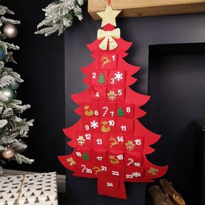 SAMUEL ALEXANDER 90cm Fabric Tree Shape Advent Calendar Christmas Decoration in Red SAMUEL ALEXANDER 90cm Fabric Tree Shape Advent Calendar Christmas Decoration in Red