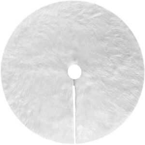 CYSLMUK 90cm Plush Christmas Tree Skirt, White Snow Covered Christmas Tree Skirt, Christmas Tree Base (White) CYSLMUK 90cm Plush Christmas Tree Skirt, White Snow Covered Christmas Tree Skirt, Christmas Tree Base (White)