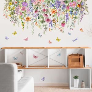 Alwaysh - Fleurs Colorées Stickers Muraux Fleur Papillon Autocollant Mural Fleurs Botaniques Stickers Muraux pour Décoration du Salon Chambre à Alwaysh - Fleurs Colorées Stickers Muraux Fleur Papillon Autocollant Mural Fleurs Botaniques Stickers Muraux pour Décoration du Salon Chambre à