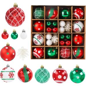 ALWAYSH 42 Pcs Christmas Ball Ornaments, Hanging Christmas Baubles, Christmas Tree Decoration Set, Delicate Christmas Theme Painting and Decorative ALWAYSH 42 Pcs Christmas Ball Ornaments, Hanging Christmas Baubles, Christmas Tree Decoration Set, Delicate Christmas Theme Painting and Decorative