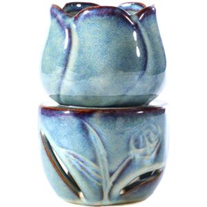 TLILY Aromatherapy Furnace Candle Lamp Decoration Bedroom Essential Oil Incense Burner Tulip Ceramic Candle TLILY Aromatherapy Furnace Candle Lamp Decoration Bedroom Essential Oil Incense Burner Tulip Ceramic Candle