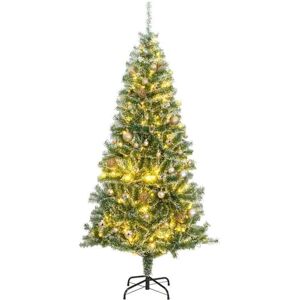 Artificial Christmas Tree 300 LEDs&Ball Set&Flocked Snow 240 cm vidaXL Artificial Christmas Tree 300 LEDs&Ball Set&Flocked Snow 240 cm vidaXL