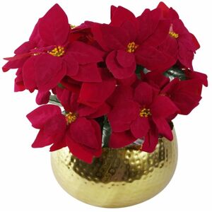 Leaf - Artificial Christmas Xmas Poinsettias Gold Curve Large Metal Planter Leaf - Artificial Christmas Xmas Poinsettias Gold Curve Large Metal Planter