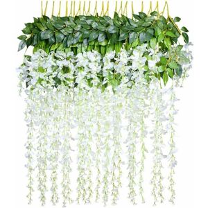 HOOPZI Artificial Flowers, Artificial Wisteria, Home Decor, Each Strand Is 110cm Long, Silk, for Weddings, Home, Garden, Party, 12pcs-Milky White HOOPZI Artificial Flowers, Artificial Wisteria, Home Decor, Each Strand Is 110cm Long, Silk, for Weddings, Home, Garden, Party, 12pcs-Milky White