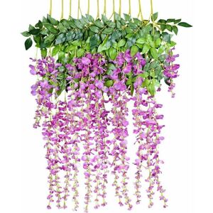 HOOPZI Artificial Flowers, Artificial Wisteria, Wall Decor, Each Strand Is 110cm Long, Silk, for Weddings, Home, Garden, Party, 12pcs-Fuchsia HOOPZI Artificial Flowers, Artificial Wisteria, Wall Decor, Each Strand Is 110cm Long, Silk, for Weddings, Home, Garden, Party, 12pcs-Fuchsia