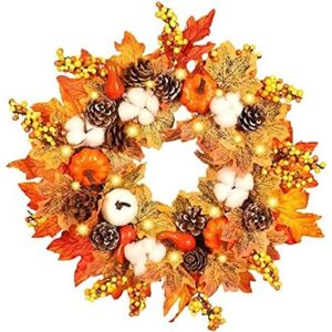 TINOR Artificial Pumpkin Maple Leaf Wreath for Front Door 45cm Thanksgiving Maple Leaf Wreath, Christmas Halloween Thanksgiving Day Garland Door Wall TINOR Artificial Pumpkin Maple Leaf Wreath for Front Door 45cm Thanksgiving Maple Leaf Wreath, Christmas Halloween Thanksgiving Day Garland Door Wall