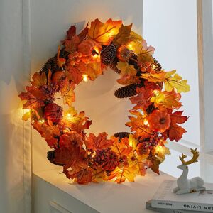 Livingandhome - 60CM Christmas Halloween Artificial Maple Pine Cone Wreath Rattan with led Light Livingandhome - 60CM Christmas Halloween Artificial Maple Pine Cone Wreath Rattan with led Light