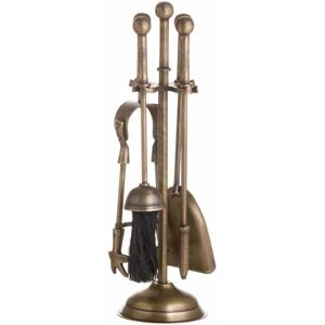 HILL INTERIORS Ball Topped Companion Set - Metal - L12 x W12 x H40 cm - Antique Brass HILL INTERIORS Ball Topped Companion Set - Metal - L12 x W12 x H40 cm - Antique Brass