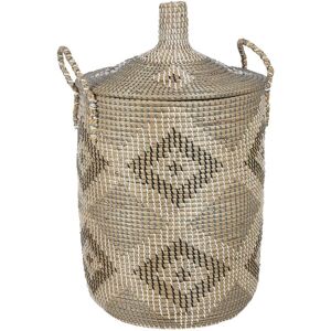 Beliani - Boho Handwoven Basket Storage with Handles Lid Seagrass Natural Accessory Decor Decorative Pattern Camranh Beliani - Boho Handwoven Basket Storage with Handles Lid Seagrass Natural Accessory Decor Decorative Pattern Camranh