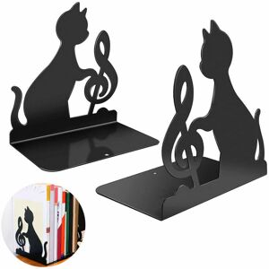 DEWDAT Bookends, Pair of Book Holders, Black Metal, Bookends for Shelves, Geometric Design, Non-Slip 17.5×16×10cm DEWDAT Bookends, Pair of Book Holders, Black Metal, Bookends for Shelves, Geometric Design, Non-Slip 17.5×16×10cm