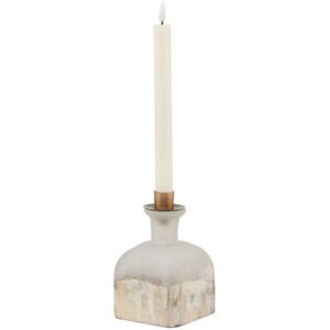 Burnished Dipped and Aged Brass Candle Holder Vase - Glass - L10 x W10 x H15 cm - Grey Burnished Dipped and Aged Brass Candle Holder Vase - Glass - L10 x W10 x H15 cm - Grey