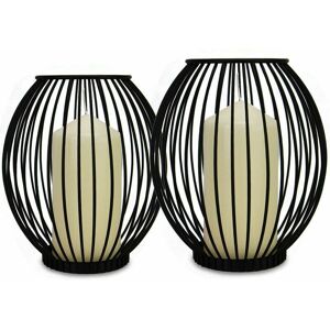 DEWDAT Cage Candle Holders - Set of 2 Small and Large Pillar Candle Lanterns Birdcage Holder for Candles Black Iron Candle Holder Decor m&w DEWDAT Cage Candle Holders - Set of 2 Small and Large Pillar Candle Lanterns Birdcage Holder for Candles Black Iron Candle Holder Decor m&w