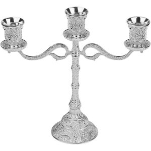 MEMKEY Candelabra Candle Holder, Alloy Candlestick Holder 24x22cm 3 Arms Silver Texture Classic Style Home Decoration Candlelight Dinner Christmas Wedding MEMKEY Candelabra Candle Holder, Alloy Candlestick Holder 24x22cm 3 Arms Silver Texture Classic Style Home Decoration Candlelight Dinner Christmas Wedding