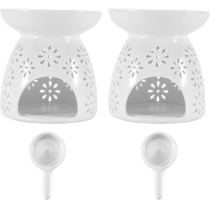 TLILY Ceramic Tealight Candle Holder Oil Burner, Essential Oil Incense Aroma Diffuser Furnace Home Decoration Romantic White Set Of 2 - Floral Pattern TLILY Ceramic Tealight Candle Holder Oil Burner, Essential Oil Incense Aroma Diffuser Furnace Home Decoration Romantic White Set Of 2 - Floral Pattern