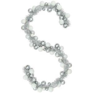 Christmas Ball Garland White and Silver 186 cm Polystyrene vidaXL Christmas Ball Garland White and Silver 186 cm Polystyrene vidaXL
