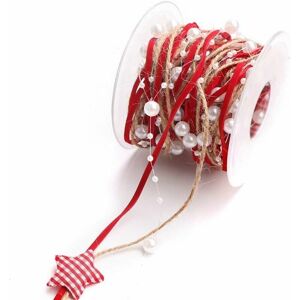 DEWDAT Christmas Bead Garland Bead Ribbon Red Star String and Jute Twine 3 Strings in 1 Roll for Christmas Tree Decoration diy Wedding Gift Wrapping Craft DEWDAT Christmas Bead Garland Bead Ribbon Red Star String and Jute Twine 3 Strings in 1 Roll for Christmas Tree Decoration diy Wedding Gift Wrapping Craft
