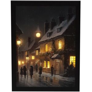 YÖL Christmas Fibre Optic Canvas Snowy Street In Winter Nighttime Snowy Wonderland Light Up LED YÖL Christmas Fibre Optic Canvas Snowy Street In Winter Nighttime Snowy Wonderland Light Up LED