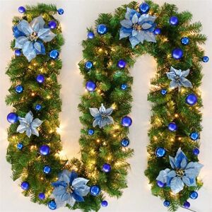 Hoopzi - Christmas Garland, 2.7M Fireplaces Stairs Decorated Garlands led Lights Ornament Christmas Wreath for Home Decoration (Blue) Hoopzi - Christmas Garland, 2.7M Fireplaces Stairs Decorated Garlands led Lights Ornament Christmas Wreath for Home Decoration (Blue)